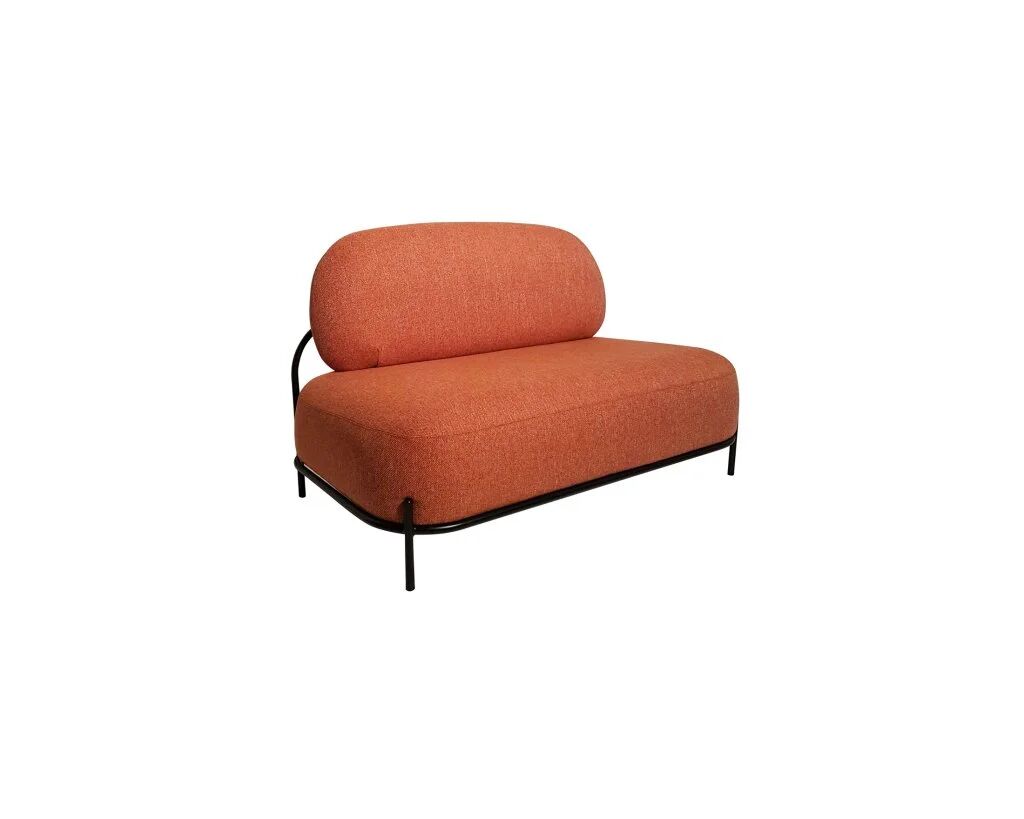 konte design divanetto gibilterra con tessuto arancio e base il metallo verniciato