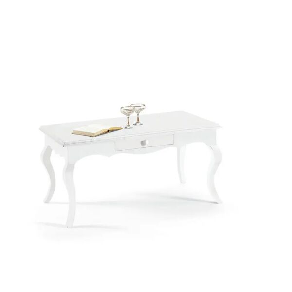 konte design tavolino legno bianco con 1 cassetto 100×50 cm
