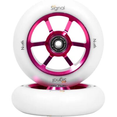 North Scooters Ruote Monopattino North Signal Pacco da 2 (115mm - Magenta / White) taglia 115mm North Scooters Ruote Monopattino North Signal Pacco da 2 (115mm - Magenta / White) taglia 115mm