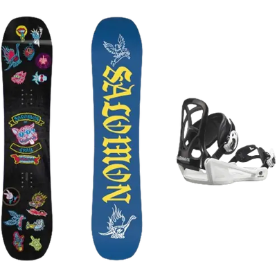 Salomon Grail board + Goodtime XS Attacchi Snowboard Pacchetto (Nero) taglia 120cm Salomon Grail board + Goodtime XS Attacchi Snowboard Pacchetto (Nero) taglia 120cm