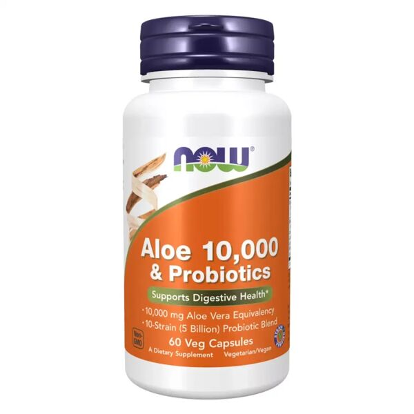 now foods aloe vera 10.000 & probiotici - 60 veg caps