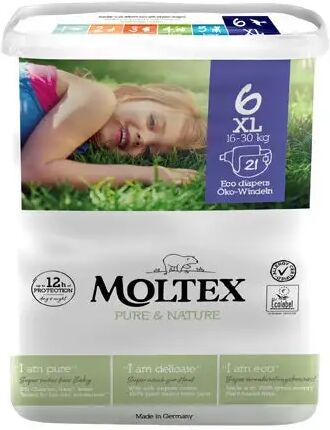 Ontex Moltex Pure & Nature Pannolini Taglia 6 Xl 16-30 Kg 21 Pezzi