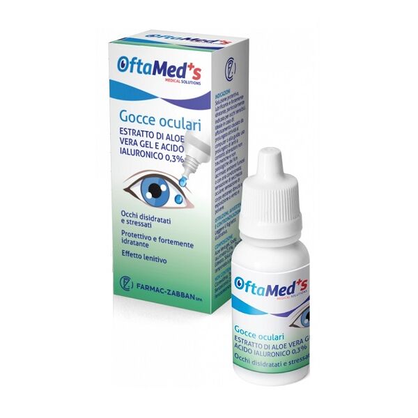 farmac-zabban spa oftamed's gocce oculari occhi disidratati e stressati estratto aloe vera gel e acido ialuronico 0,3% 10 ml