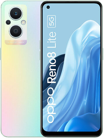 oppo reno8lite5grainbowspectrum  reno reno8 lite smartphone, ai tripla fotocamera 64+2+2mp, display 6.4â 60hz amoled, 4500mah, ram 8gb(esp 10