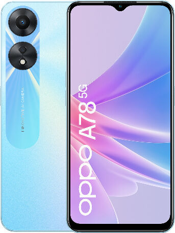 oppo a788128gbglowingblue  a78 5g smartphone, ai doppia fotocamera 50+2mp, selfie 8mb, display 6.56â 90hz lcd, 5000mah, ram 8 (esp 12gb/14gb/