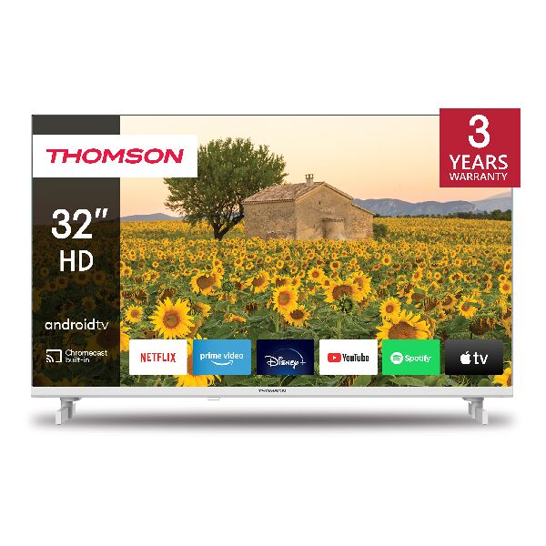 thomson 32ha2s13w tv led 32hd ready dvbt2/s2 smart android bianco