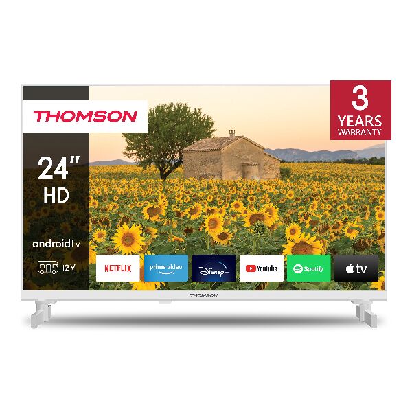 thomson 24ha2s13cw tv led 24hd ready t2/s2 smart android 12v bianco