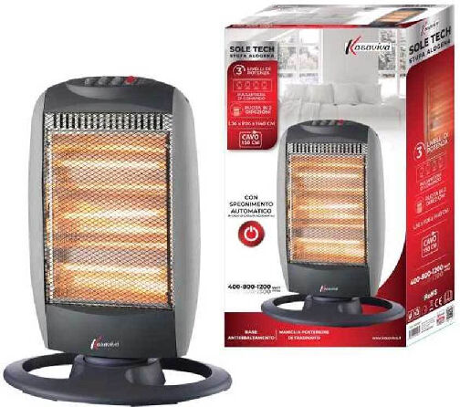 kasaviva 1641097 stufa alogena sole tech 1200 watt con spegnimento automatico oscillante