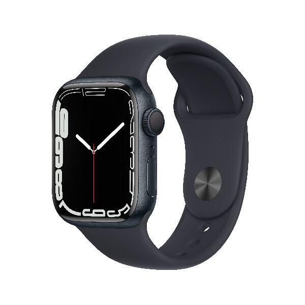 apple mkmx3tya  watch series 7 gps, 41mm cassa in alluminio mezzanotte con cinturino sport mezzanotte
