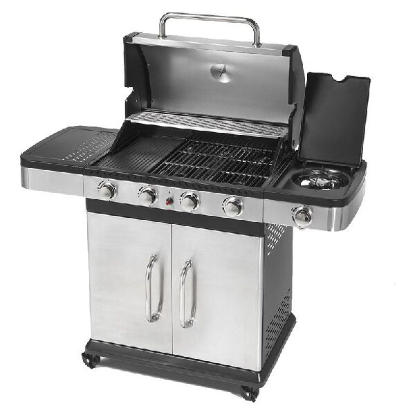 ompagrill indianapolis 5 titanium barbecue a gas 14.5 kw 4 bruciatori con fornello laterale