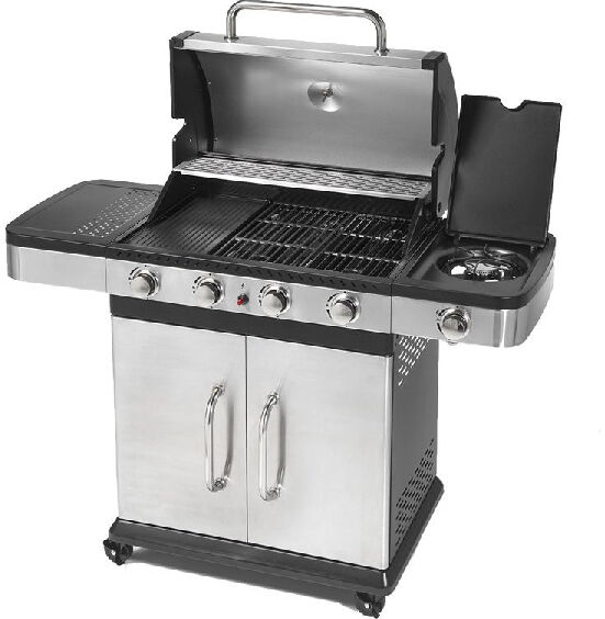 ompagrill indianapolis 5 titanium barbecue a gas 14.5 kw 4 bruciatori con fornello laterale