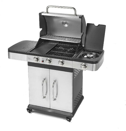 ompagrill indianapolis 4 titanium barbecue a gas 11.5 kw 3 bruciatori con fornello laterale