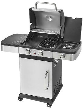 ompagrill indianapolis 3 titanium  barbecue a gas 8.5 kw 2 bruciatori con fornello laterale