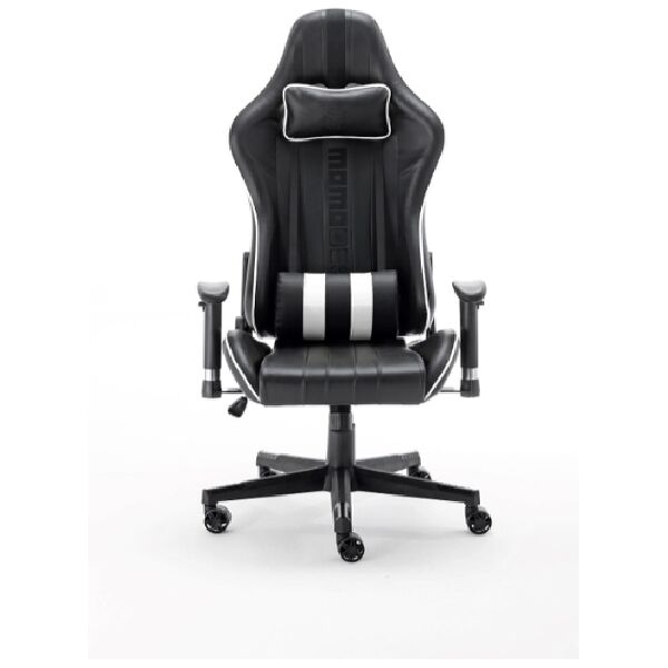 momodesign md-gc00  md-gc0011-kw sedia gaming, pelle sintetica, nera, finiture bianche, standard