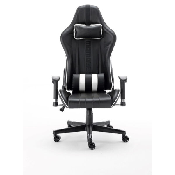 momodesign md-gc00  md-gc0011-kw sedia gaming, pelle sintetica, nera, finiture bianche, standard