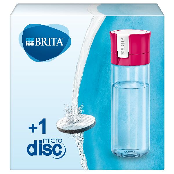 brita 1041061  fill&go; bottle filtr pink bottiglia per filtrare l'acqua rosa, trasparente