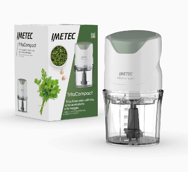 imetec 7473  tritacompact tritatutto, lame in acciaio inox, capienza contenitore 400 ml, funzionamento a pressione, compatto, 350 w