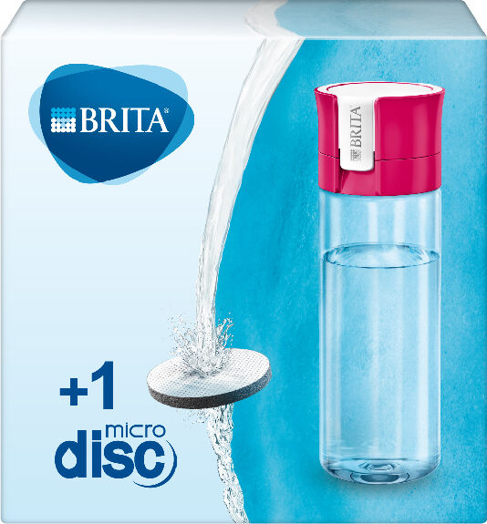 brita 1041061  fill&go; bottle filtr pink bottiglia per filtrare l'acqua rosa, trasparente