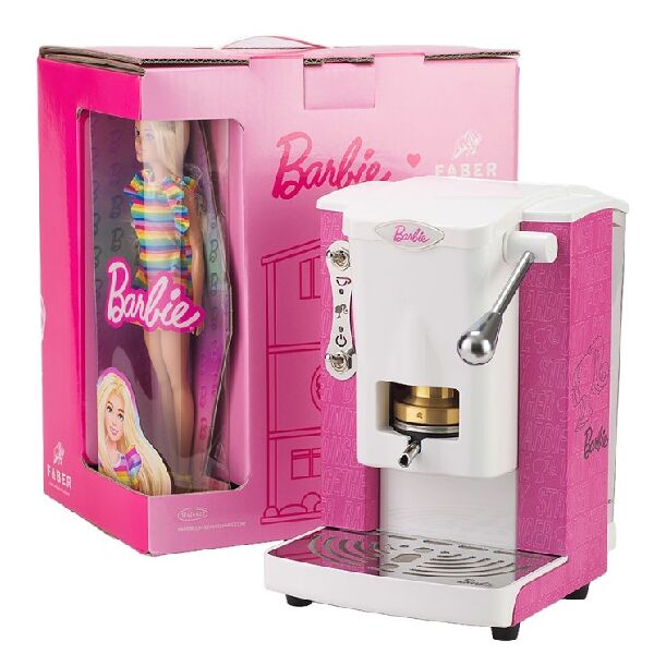 faber brb03 macchina da caffe piccola slot barbie edition pattern rosa