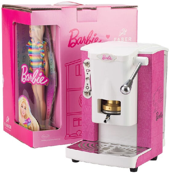 faber brb03 macchina da caffe piccola slot barbie edition pattern rosa