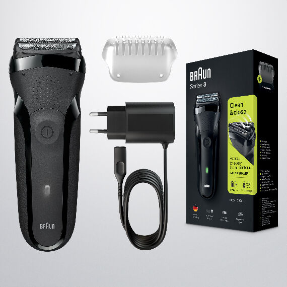 braun 3000bt  series 3 shave&style; 300bt rasoio da barba elettrico da uomo, nero