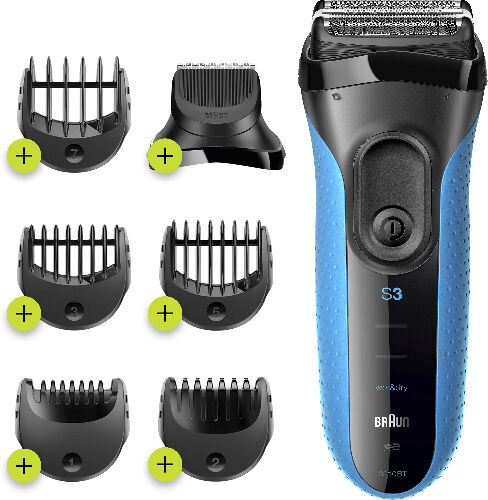 braun 3010bt  series 3 3010bt shave&style; rasoio elettrico barba, wet&dry; da uomo nero/blu