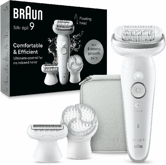 braun ses9-061  silk-Ã©pil 9 9-061, epilatore elettrico donna per una epilazione facile, pelle liscia a lungo, bianco/argento