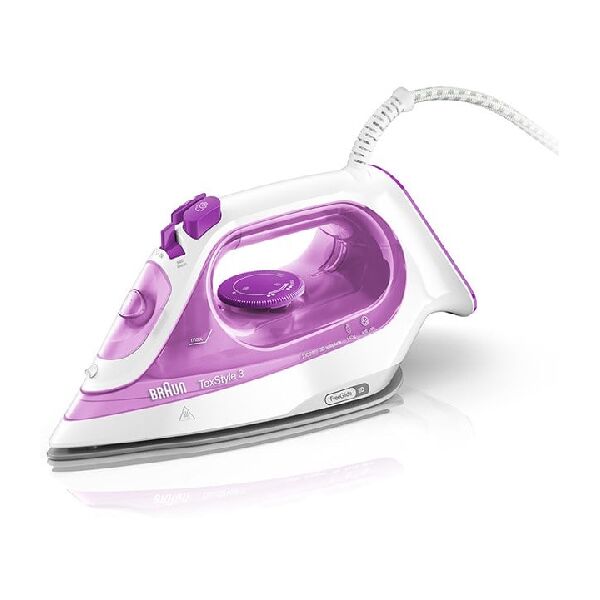 braun si3030pu  texstyle 3 si 3030 ferro da stiro a secco e a vapore piastra in ceramica ultra glide 2300 w rosa