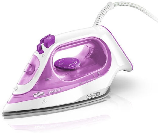 braun si3030pu  texstyle 3 si 3030 ferro da stiro a secco e a vapore piastra in ceramica ultra glide 2300 w rosa