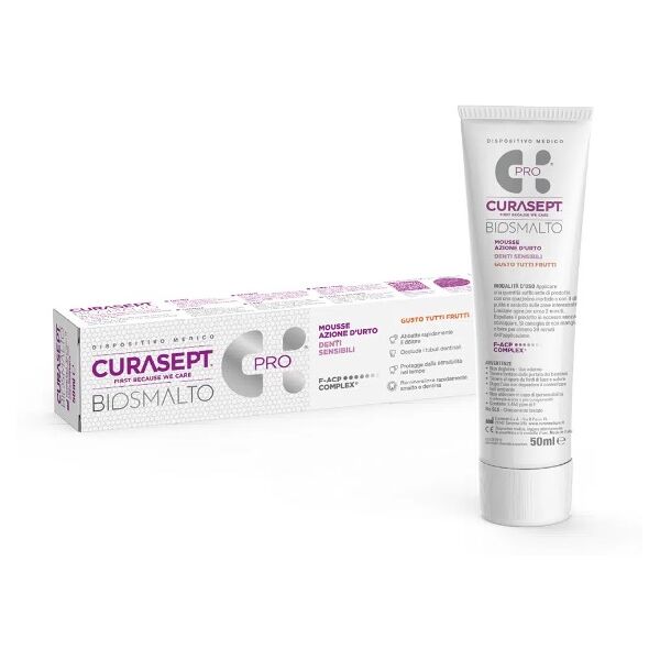 curasept biosmalto mousse denti sensibili gusto tutti frutti