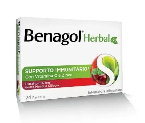 Reckitt Benckiser Benagol herbal menta e ciliegia 24 pastiglie