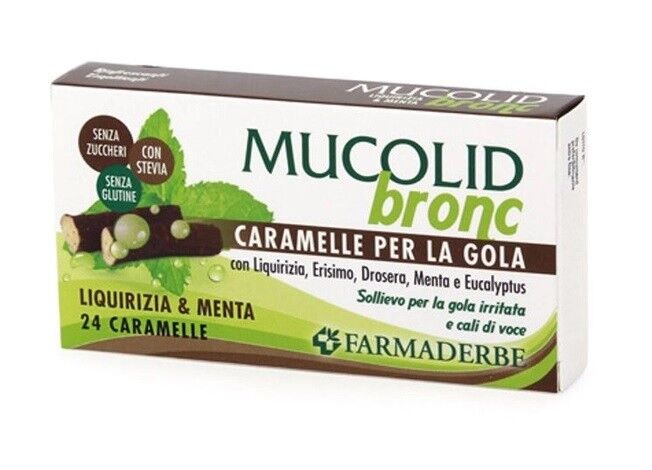 Farmaderbe Mucolid bronc caramelle per la gola liquirizia e menta