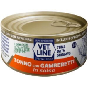 Vet Line Umido Tonno con Gamberetti in Salsa per Gatti 70g VetLine