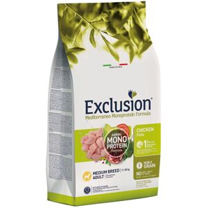 Exclusion Mediterraneo Monoproteico Noble Grain Adult Medium Pollo per Cani Adulti 12 Kg