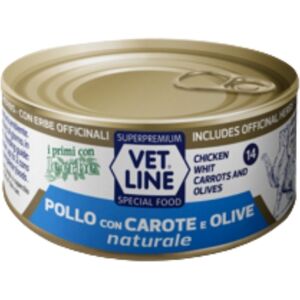 Vet Line Umido Naturale Pollo Carote e Olive per Gatti Vetline 70g