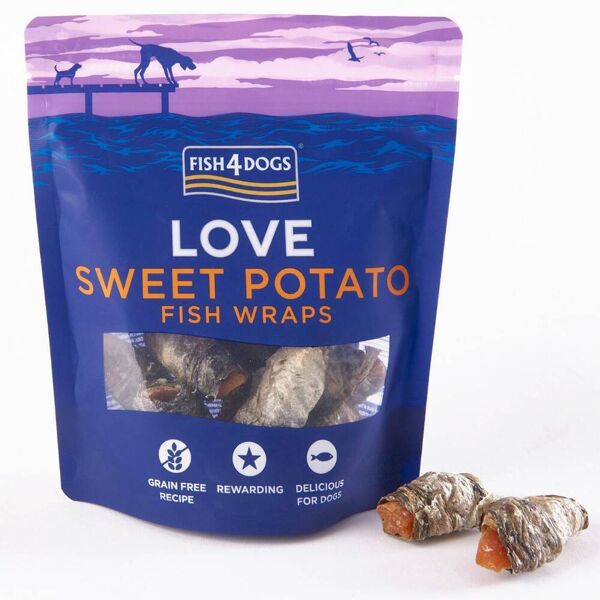 fish4dogs love sweet potato fish wraps premi per cani 100g