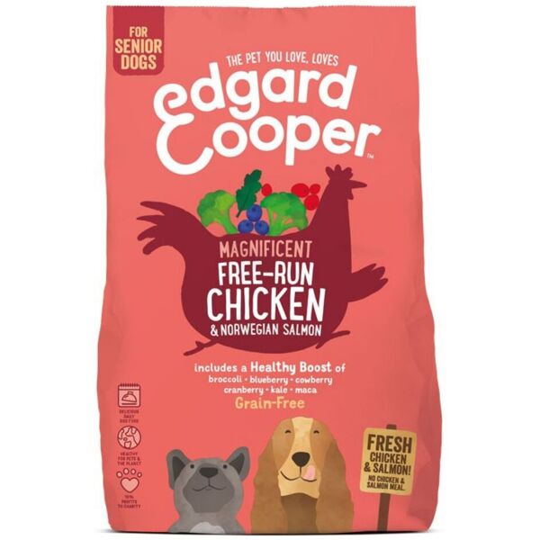 edgard & cooper 12kg edgard & cooper pollo e salmone grain free per cani senior