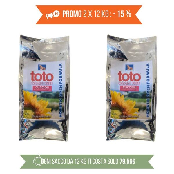 toto promo 2x12kg cuccioli puppy holistic open formula grain free (€ 79,56 a sacco)