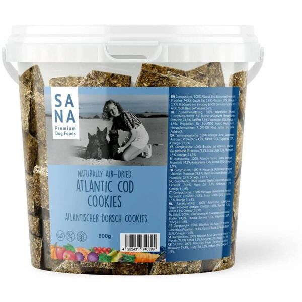 sanadog biscotti snack cookies di pelle di pesce atlantico per cani 800 gr