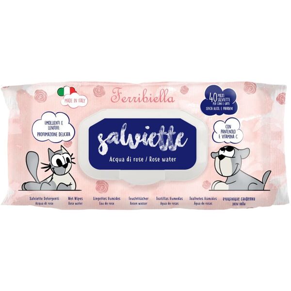 ferribiella salviette detergenti acqua di rose per cani e gatti 12 confezioni