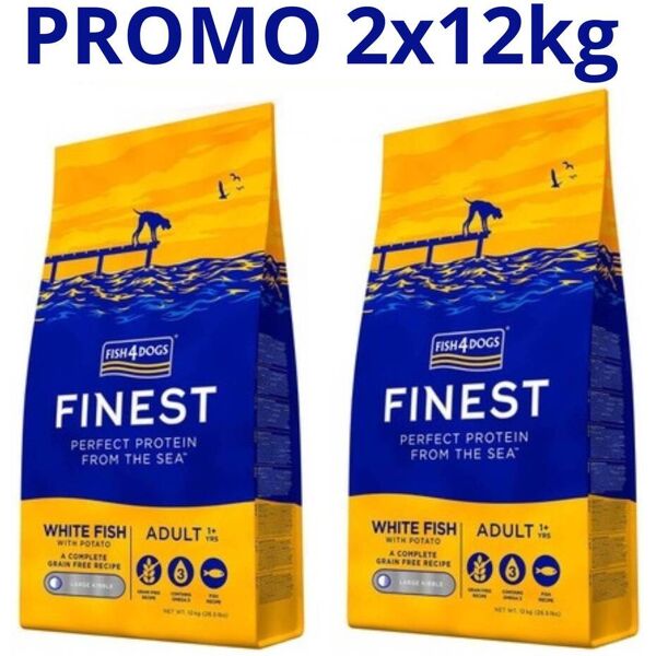 fish4dogs finest adult ocean white fish pesce bianco large promo 2x12kg (€ 89,90 a sacco)