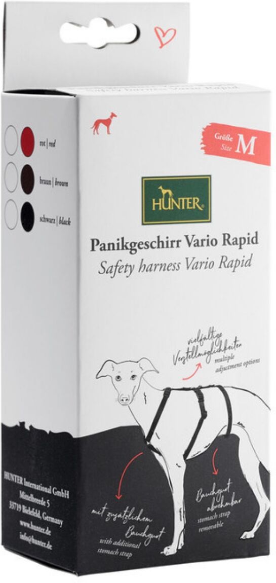 Hunter Pettorina Vario Rapid Antifuga Antipanico in Nylon per Cani Nero S-M (torace 48-70cm)