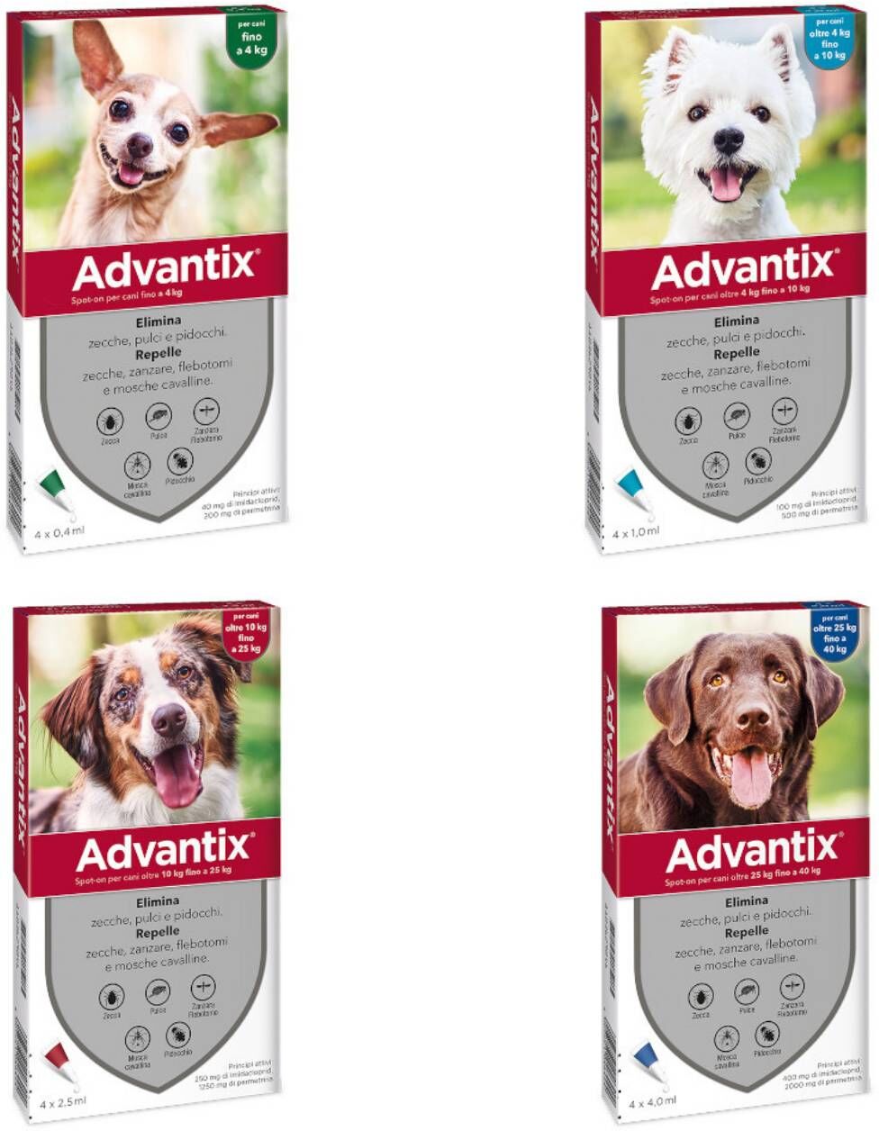 Advantix Spot-On Antiparassitario per Cani 4 Pipette Oltre 40kg fino a 60kg