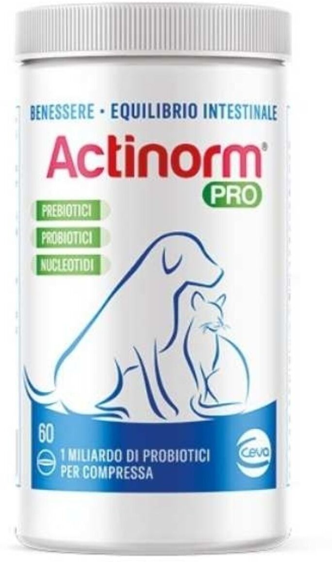 Ceva Actinorm® Pro per Cani e Gatti 60 Compresse per Benessere Equilibrio Intestinale