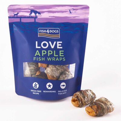 Fish4Dogs Love Apple Fish Wraps Premi per Cani 90 g Fish4Dogs Love Apple Fish Wraps Premi per Cani 90 g