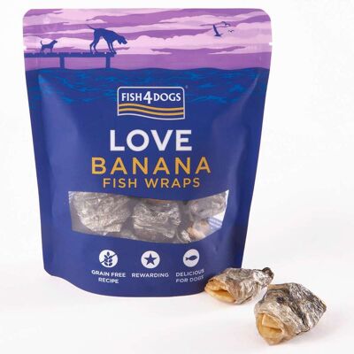 Fish4Dogs Love Banana Fish Wraps Premi per Cani 100 g Fish4Dogs Love Banana Fish Wraps Premi per Cani 100 g