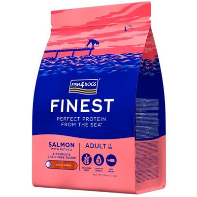 Fish4Dogs Finest Adult Salmone SMALL per Cani Sacco da 1,5 Kg Fish4Dogs Finest Adult Salmone SMALL per Cani Sacco da 1,5 Kg