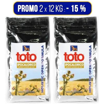 Toto PROMO 2 x 12 Kg Holistic Open Formula Ipocalorico per Cani (€ 64,18 A SACCO) Toto PROMO 2 x 12 Kg Holistic Open Formula Ipocalorico per Cani (€ 64,18 A SACCO)