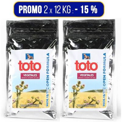 Toto PROMO 2 x 12 Kg Holistic Open Formula Vegetales per Cani (€ 73,78 A SACCO) Toto PROMO 2 x 12 Kg Holistic Open Formula Vegetales per Cani (€ 73,78 A SACCO)