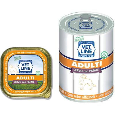 Vetline Vet Line Umido Cervo e Patate per Cani Adulti Monoproteico 150 gr Vetline Vet Line Umido Cervo e Patate per Cani Adulti Monoproteico 150 gr